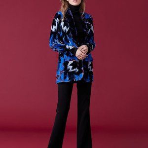 DVF NWT Tommy Velvet Jacket Printed Collared Jacket Size 8